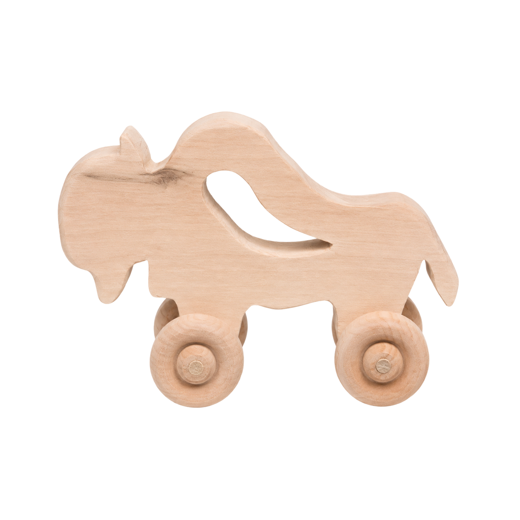 Buffalo Wheelie handcrafted wooden toy