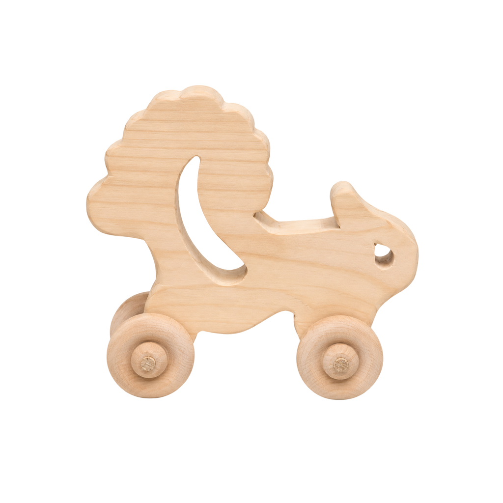 Lion Wheelie handcrafted wooden toy