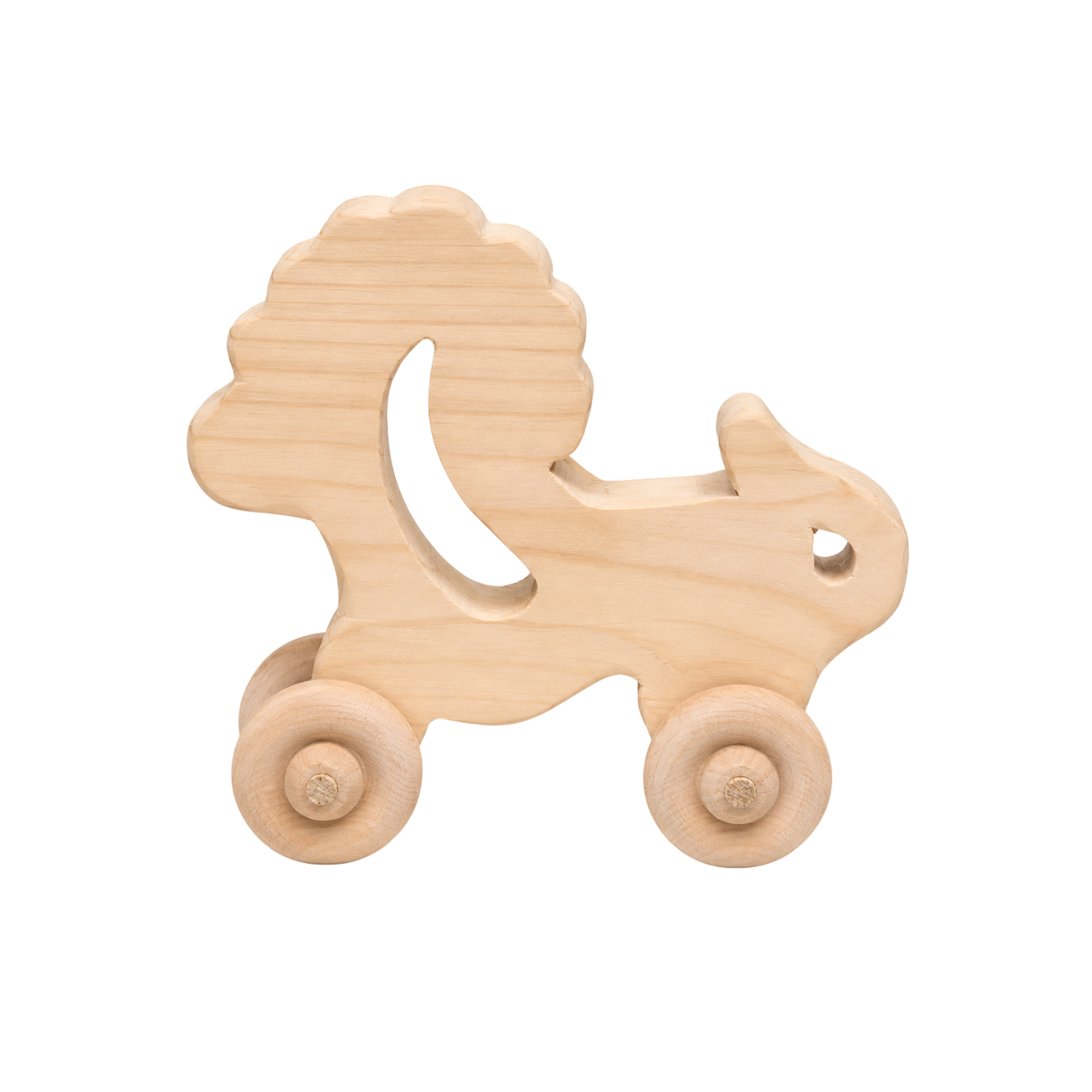 Lion Wheelie handcrafted wooden toy