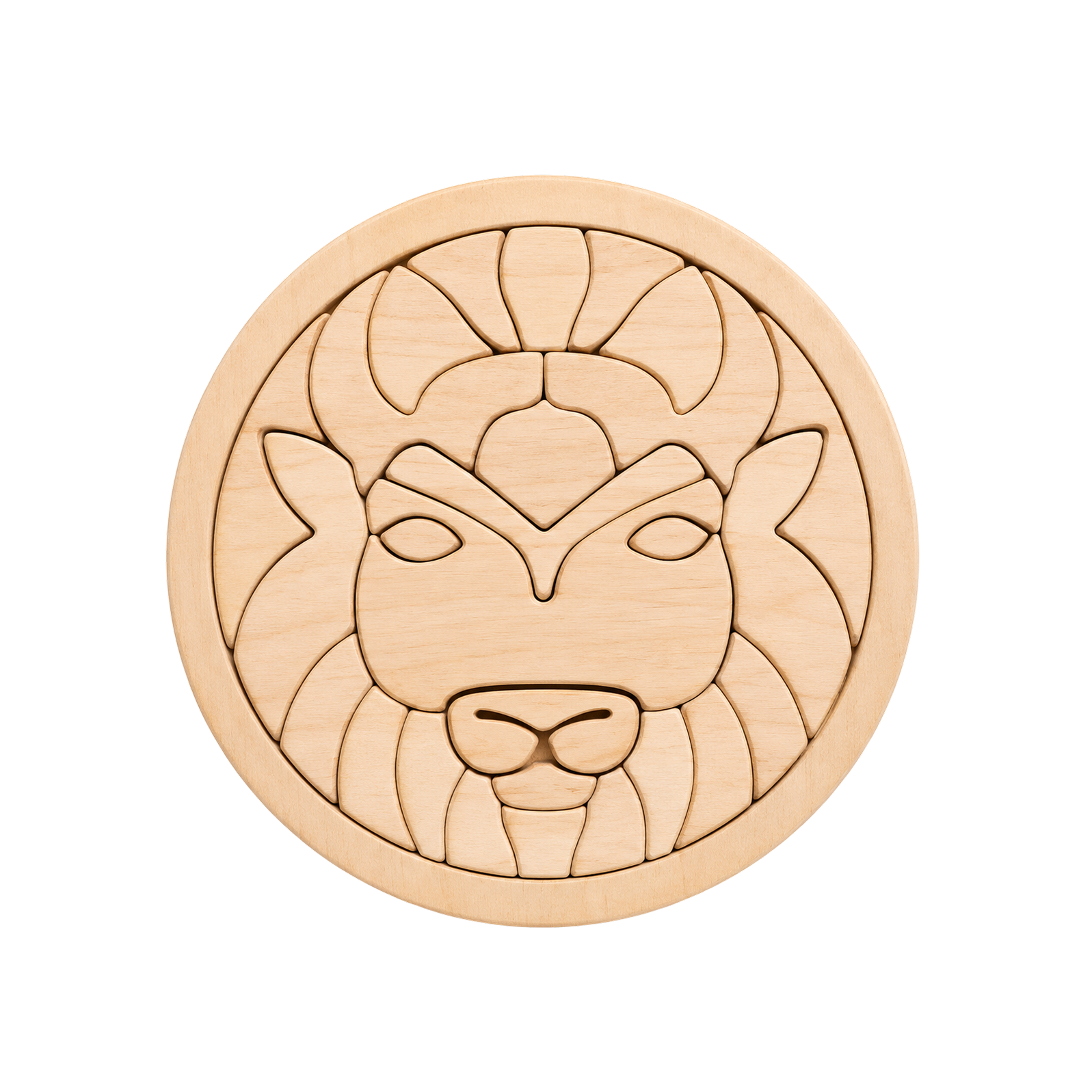 Puzzle, buffalo (round) handcrafted wooden toy