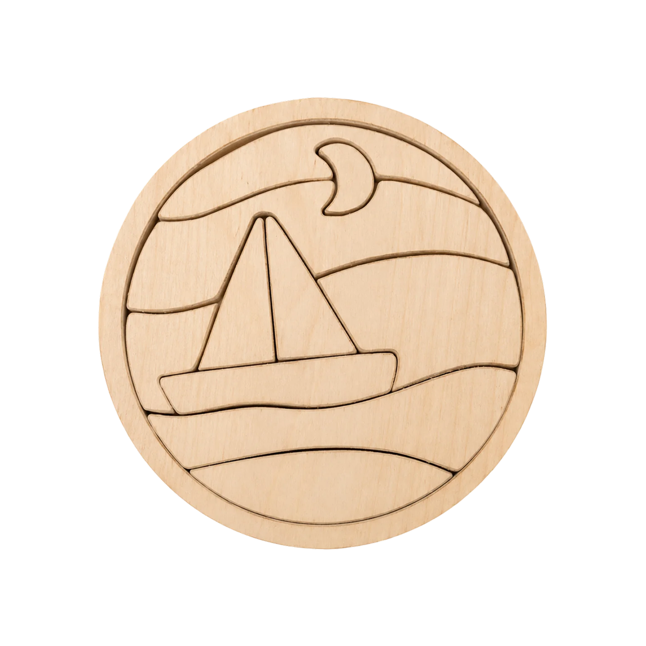 Puzzle, sailboat (round) handcrafted wooden toy