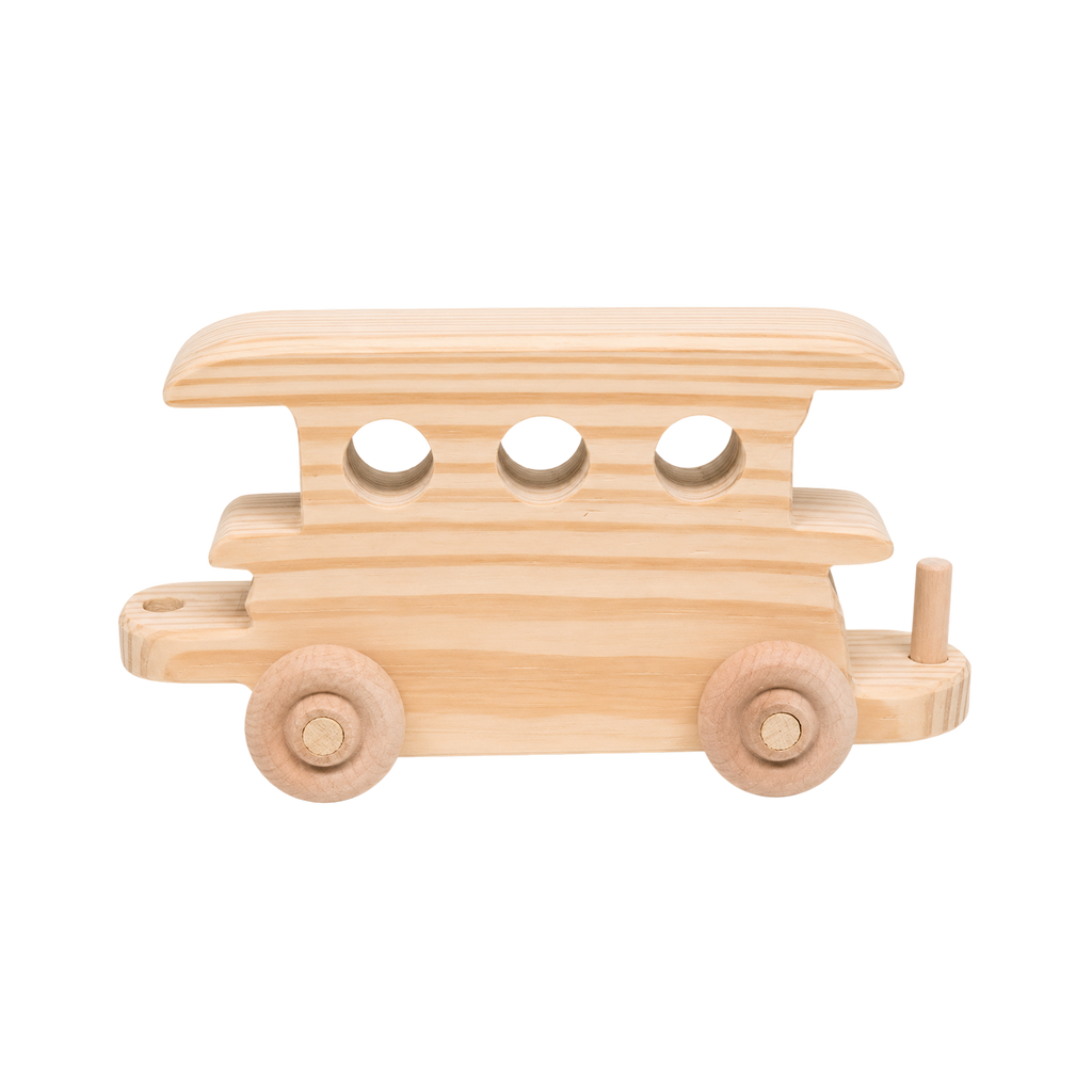 Passenger train car handcrafted wooden toy