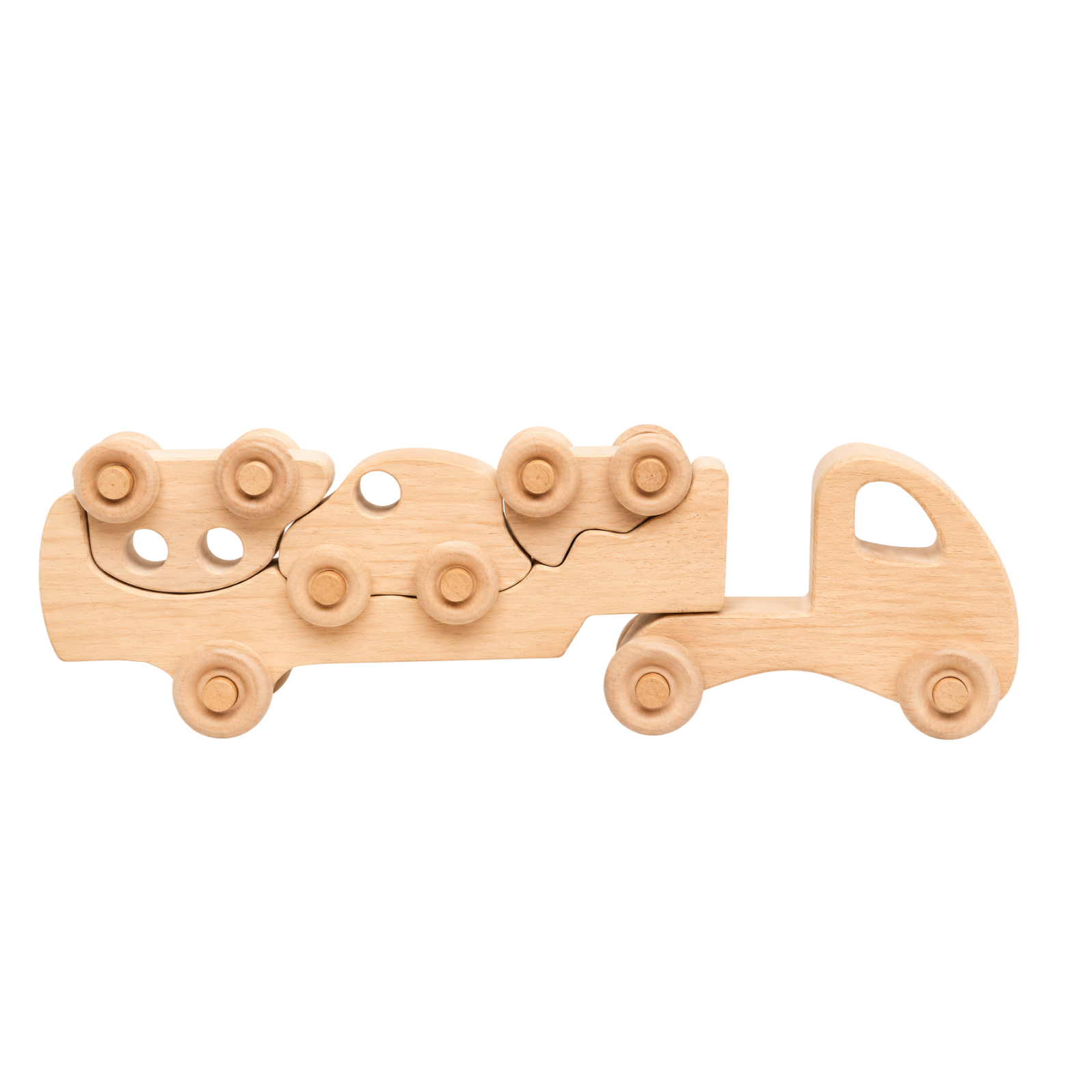 Multi-truck set (5 pieces) handcrafted wooden toy